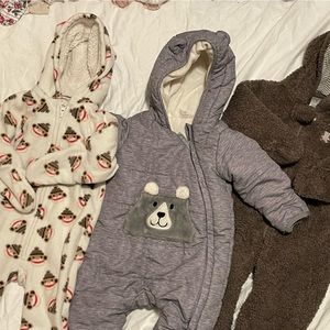 Three warm baby outer wear jackets.
